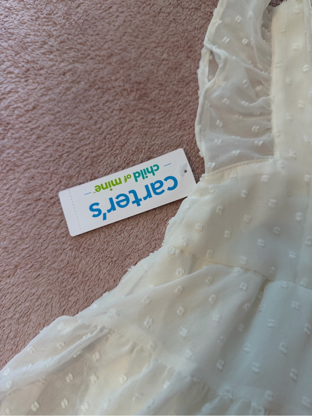 Carter's White Swiss Dot Tiered Dress with Ruffled Sleeves NWT - Picture 5 of 7